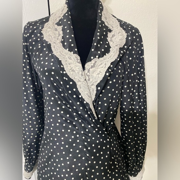 Vintage Victoria Secret Black and white robe polka dots size S - Picture 4 of 9